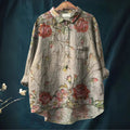 Women's Loose-Fit Casual Plus-Size T-Shirt With Floral Print And Crew Neck