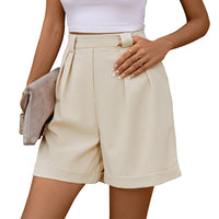 Summer Simplicity Casual Curling Solid Color High Waisted Shorts