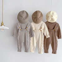 Baby Twist Knitted Overalls Suit Pullover Sweater Jumpsuit