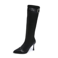 New Rivet Belt Buckle Fashionable Stiletto Stretch High Boots