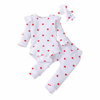 Baby Girl Love Printed Bow Hat Clothes