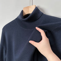 Non-scratchy Thermal Turtleneck Woolen Sweater Men's Thickened Solid Color Minimalist Long Sleeve