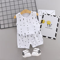 Boys' Solid Color Casual Cotton And Linen Sleeveless Vest T-shirt