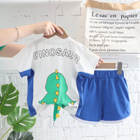Boys And Girls Cartoon Round Neck Short Sleeve Suit