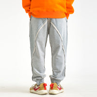ForkPositive Wind Japanese Retro Design Positive And Negative Stitching Knitted Trousers