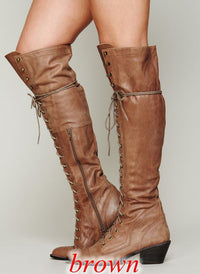 New Womens Over-the-knee Boots With A Round-toe Design
