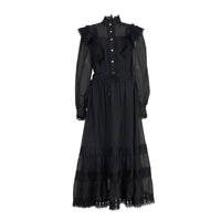 Lotus Leaf Edge Long Sleeved Shirt Elastic Waist Half Length Long Skirt Set