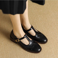 Vintage Brogue British Style Chunky Heel Pumps