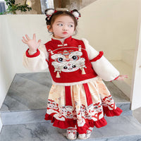 Girls' Han Chinese Costume Fleece-lined Thickened Tang Suit New Year Chinese Style Suit