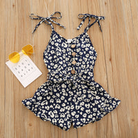 Girls Fashion Heart Print Lace-Up Sling Bodysuit