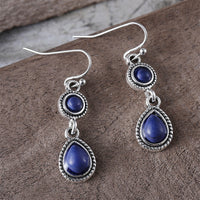 Retro Ethnic-Style Floral Waterdrop-Shaped Alloy Earrings