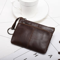 Short Cowhide Zipper Driver's License Wallet Student Retro Male Coin Purse Coin Bag