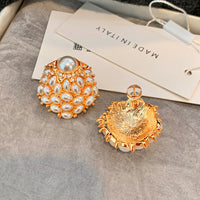 Retro Bead Pearl Earrings Niche Vintage