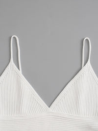V-neck Ribbed Knit Cropped Suspender Top