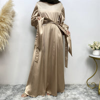 Thick Satin Lace Up Sleeves Elegant Dress