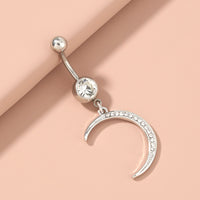 Moon With Diamonds Belly Button Ring