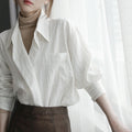 Two-button Design Striped Cardigan Shirt Loose Top