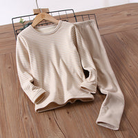 Children's Simple Plus Velvet Thermal Underwear Set