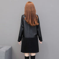 Ladies Leather Thickened Fur Coat Lapel