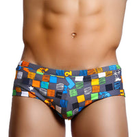 Men's Hand-painted Graffiti Fun Square Letter Small Boxer Swimming Trunks