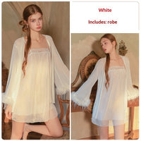 Sexy Backless Sheer Chiffon Lace-Panel Nightdress