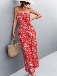 Fashionable Printed Wrap-Style Womens Jumpsuit