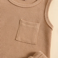 Children's Summer Korean Style Sleeveless Vest Waffle Solid Color Suit