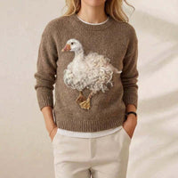 Womens Crew-Neck Sweatshirt With A Festive Pumpkin-Lantern Print