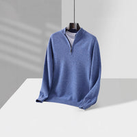 Mens Loose-Fit Half-Zip Turtleneck Thermal Sweater With Extra Padding