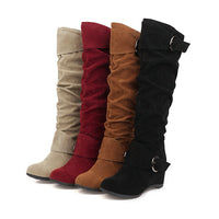 Wedge-heel British-style High-top Womens Knee-high Boots