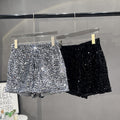 Suede Embroidered Beaded Gray Casual Shorts For Women