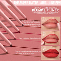 DUNUF 6-Piece Lip Liner Set Easy To Apply Velvet Finish