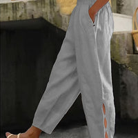 2026 Spring Summer Women's Cotton Linen Casual Wide Leg Pants Plus Size