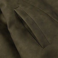 Distressed PU Leather Coat Men