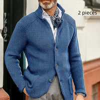 Fashion Men's Casual Long-sleeved Knitted Cardigan Stand Collar Sweater