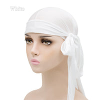 Unisex Satin Long Tail Headwrap  Stretchy Pirate Hat And Hip Hop Turban For Men And Women, Elastic Bandana Cap For Costume And Fashion