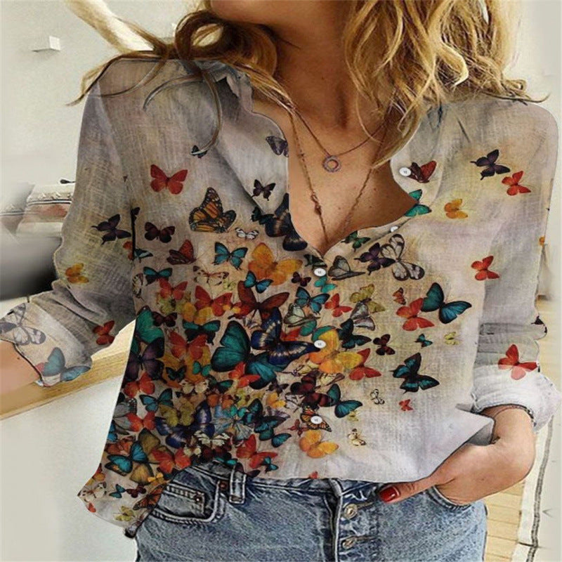 Women's Long Sleeve Lapel Geometric Print Fashion Casual Cardigan