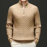 Men's Woolen Half Zipper Thick Casual Long-sleeved Sweater
