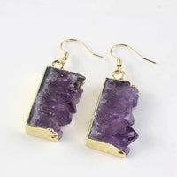 Cross-border Foreign Trade Natural Amethyst Cluster Crystal Bud Earrings
