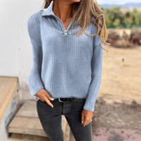 Zipper Pullover Long-sleeved Sweater Casual Coat