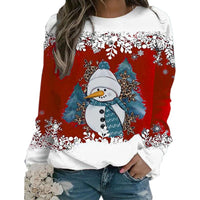 Fashion Christmas Snowman Round Neck Long Sleeve Women