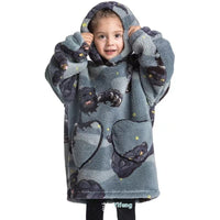 Boys And Girls Comfortable Cotton Velvet Cold-proof Clothes Lazy Blanket Hooded Plus-sized Thickened Blanket Lazy Clothes Children's Sleepwear