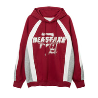 European And American Style Color Contrast Patchwork Brushed Hoody