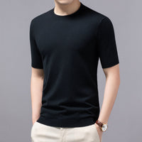 Spring And Summer New Knitted Round Neck Short-sleeved Shirt Bottoming Shirt For Men
