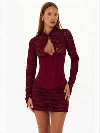 Fashionable Sexy Lace Hollow-Out Bodycon Jumpsuit Dress