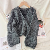 Women's Solid Color Short Casual Loose Knit Cardigan