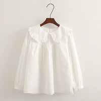 Sweet Cute Princess Style Doll Collar Ruffled Long Sleeve Shirt