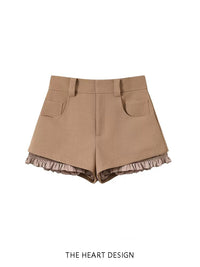 Women's Spring And Summer Retro Khaki Suit Shorts