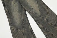 Men's Patchwork Irregular Skinny Jeans Washed