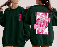 Fashionable Streetwear Red Heart Q Crewneck Loose-fit Hoodie